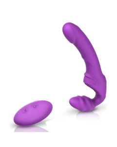 Wiederaufladbarer, doppelendiger Strap On Strapless Dildo G-Punkt Vibrator