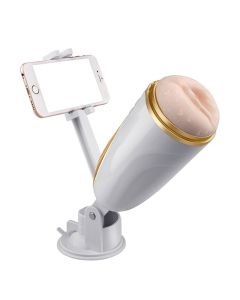 Multifunktionale handfreie realistische Haut Vagina männlichen Masturbator Vibrator mit starken Sauger