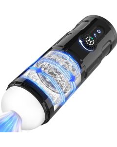 Tracy's Dog Automatischer Masturbator für Männer, mit 5 schiebenden, rotierenden Vibrationsmodi, stufenloser Geschwindigkeitsregulierung, LCD-Anzeige&Saugfuß