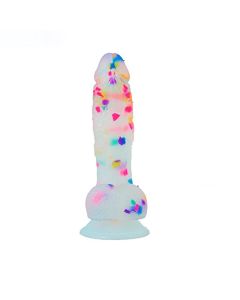 7,5" Konfetti Klar Silikon Dildo mit Saugnapf